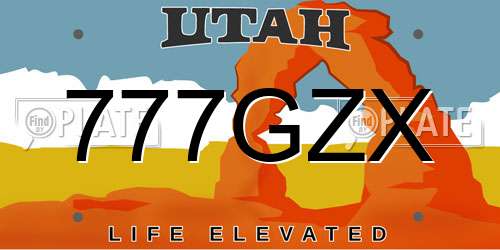 777GZX Utah License Plate
