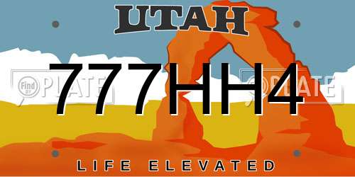 777HH4 Utah License Plate
