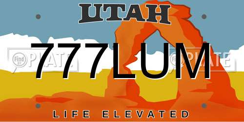 777LUM Utah License Plate