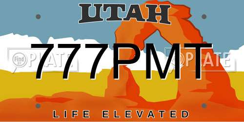 777PMT Utah License Plate