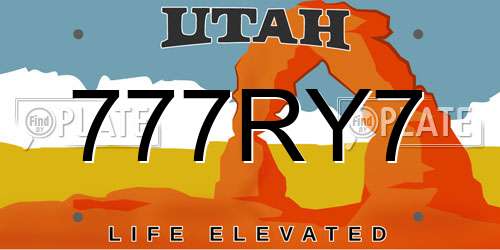 777RY7 Utah License Plate