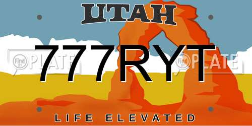 777RYT Utah License Plate