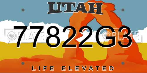 77822G3 Utah License Plate