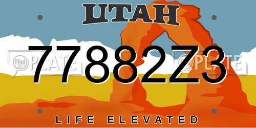 77882Z3 Utah License Plate