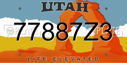 77887Z3 Utah License Plate