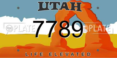 7789 Utah License Plate