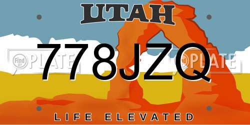778JZQ Utah License Plate