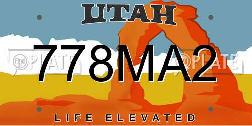 778MA2 Utah License Plate