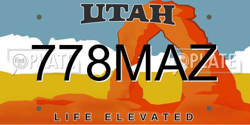 778MAZ Utah License Plate