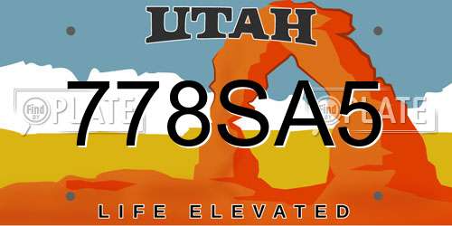 778SA5 Utah License Plate