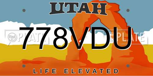 778VDU Utah License Plate