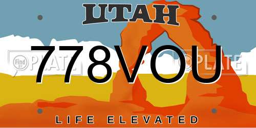 778VOU Utah License Plate