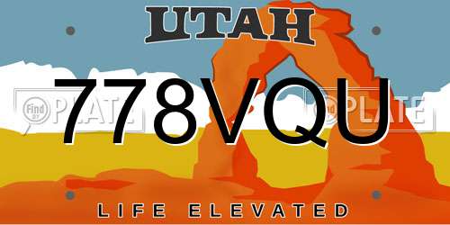 778VQU Utah License Plate