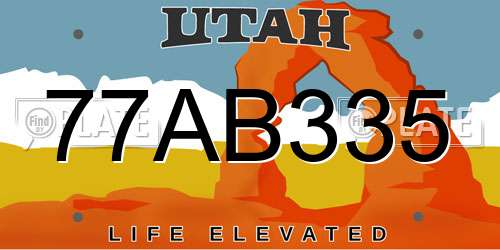 77AB335 Utah License Plate