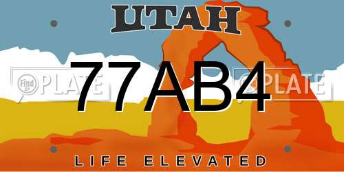 77AB4 Utah License Plate