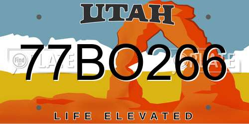77BO266 Utah License Plate