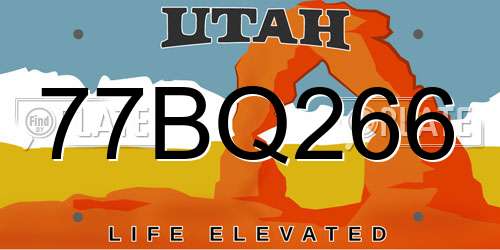 77BQ266 Utah License Plate