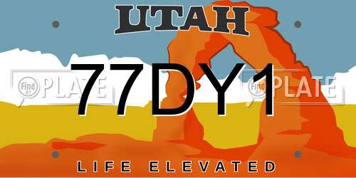 77DY1 Utah License Plate