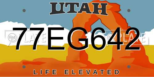 77EG642 Utah License Plate
