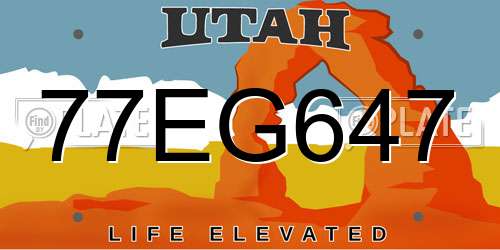 77EG647 Utah License Plate