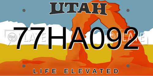 77HA092 Utah License Plate