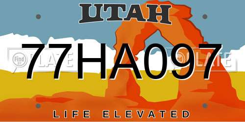 77HA097 Utah License Plate