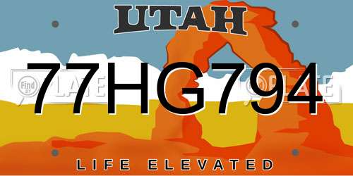 77HG794 Utah License Plate