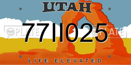77II025 Utah License Plate