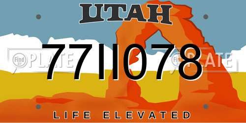 77II078 Utah License Plate