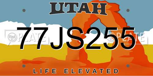 77JS255 Utah License Plate