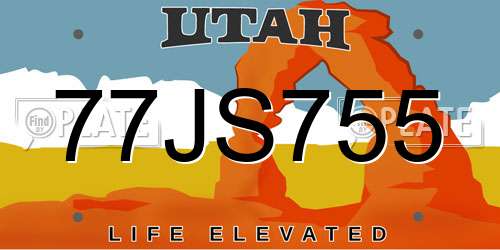 77JS755 Utah License Plate