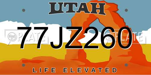 77JZ260 Utah License Plate