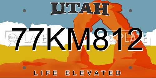 77KM812 Utah License Plate