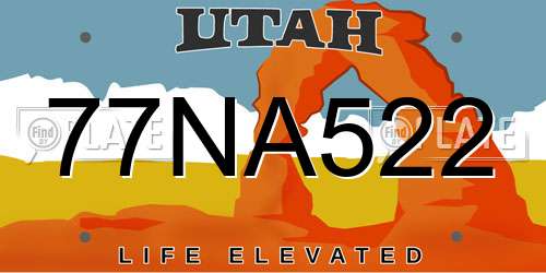 77NA522 Utah License Plate