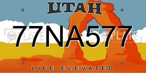 77NA577 Utah License Plate
