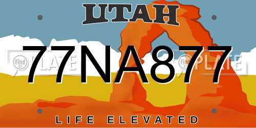 77NA877 Utah License Plate