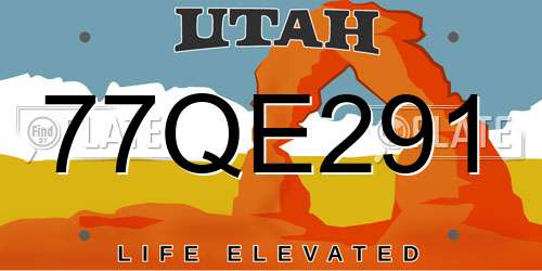 77QE291 Utah License Plate