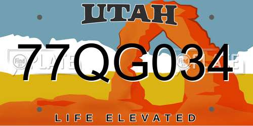 77QG034 Utah License Plate