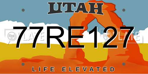 77RE127 Utah License Plate