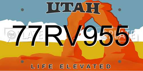 77RV955 Utah License Plate