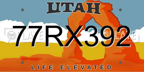 77RX392 Utah License Plate