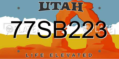 77SB223 Utah License Plate