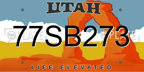 77SB273 Utah License Plate