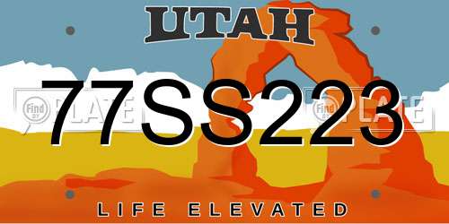 77SS223 Utah License Plate