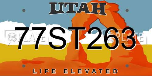 77ST263 Utah License Plate