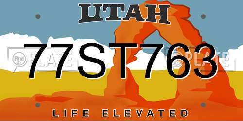 77ST763 Utah License Plate