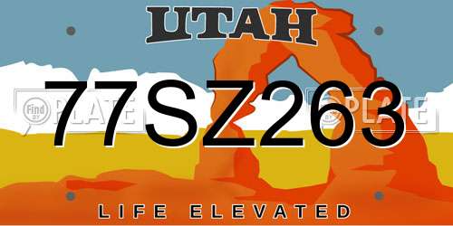 77SZ263 Utah License Plate