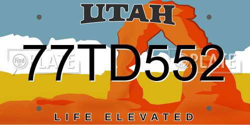77TD552 Utah License Plate