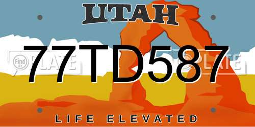 77TD587 Utah License Plate