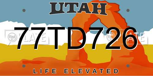 77TD726 Utah License Plate